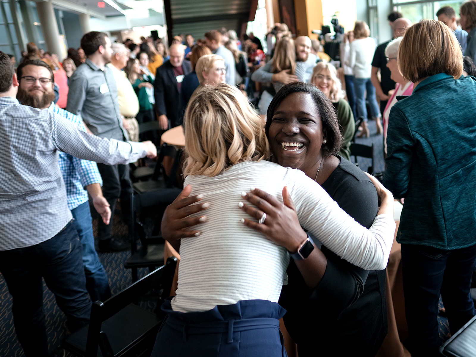 Two people hugging