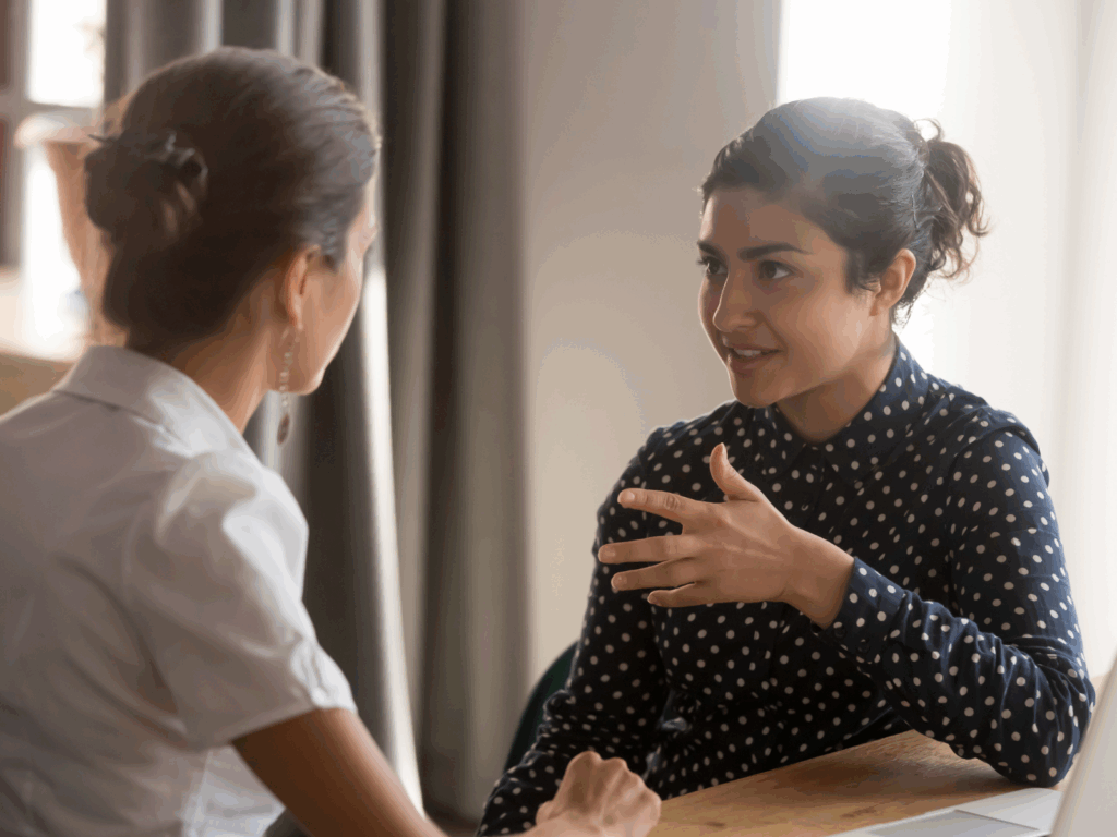 two women having a conversation