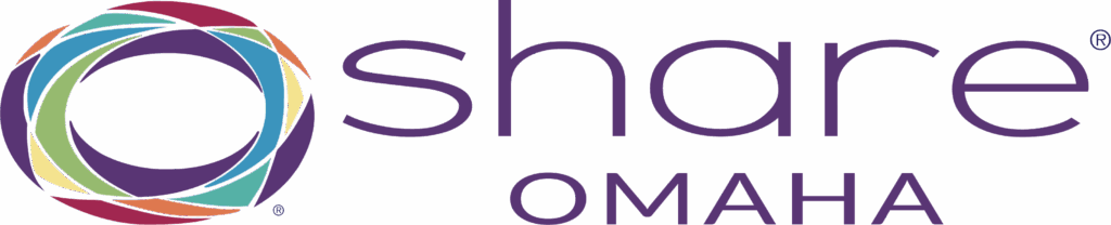 Logo for SHARE Omaha philanthropic organization.